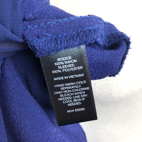 Express Royal Blue Sheer Sleeve Dress - Picture 8 of 8